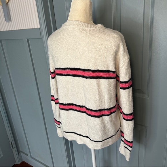 BP Nordstrom Women's Cream Sweater with Pink and Black Stripes S - Picture 6 of 7